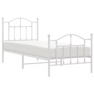 Metalowa rama łóżka z wezgłowiem i zanóżkiem, biała, 80x200 cm Lumarko! - Łóżka - miniaturka - grafika 2