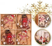 Ozdoby bożonarodzeniowe - eCarla Komplet zawieszek choinkowych PIERNICZKI drewniane 12 sztuk w opakowaniu BSN46 - miniaturka - grafika 1