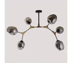 VEN LAMPA wisząca VEN W-881/6 BK modernistyczna OPRAWA szklane molekuły czarne złote lustrzane - Lampy sufitowe - miniaturka - grafika 1