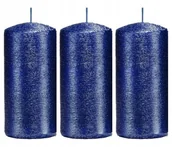 Świece - Świece ozdobne granatowe walec kokon 12/6 zestaw 3 - miniaturka - grafika 1