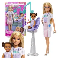 Lalki dla dziewczynek - Barbie Kariera Zestaw Lalka Lekarz Dentystka Blond Włosy + Akcesoria Gabinet Dentystyczny 3+ - miniaturka - grafika 1