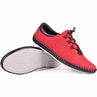Półbuty męskie - Buty męskie skórzane casual 337/39 czerwone - KAMPOL - miniaturka - grafika 1