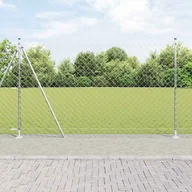 Ogrodzenia - Lumarko Ogrodzenie z ogniwową siatką z słupkami Srebrny duży Stal - miniaturka - grafika 1