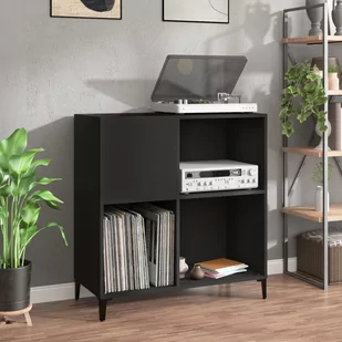 vidaXL Szafka na płyty, czarna, 84,5x38x89 cm, materiał drewnopochodny - Szafki RTV - miniaturka - grafika 1