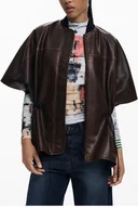 Koszulki i topy damskie - Brązowe ponczo damskie Desigual - DESIGUAL - miniaturka - grafika 1