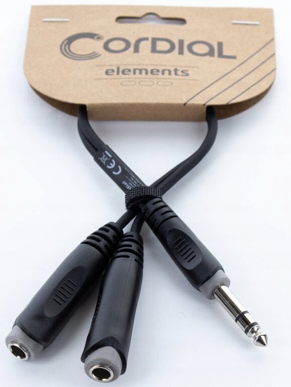 Cordial EY 0.3 VKK, 6.35mm, Male, 2 x 6.35mm, Female, 0.3 m, Black 14882