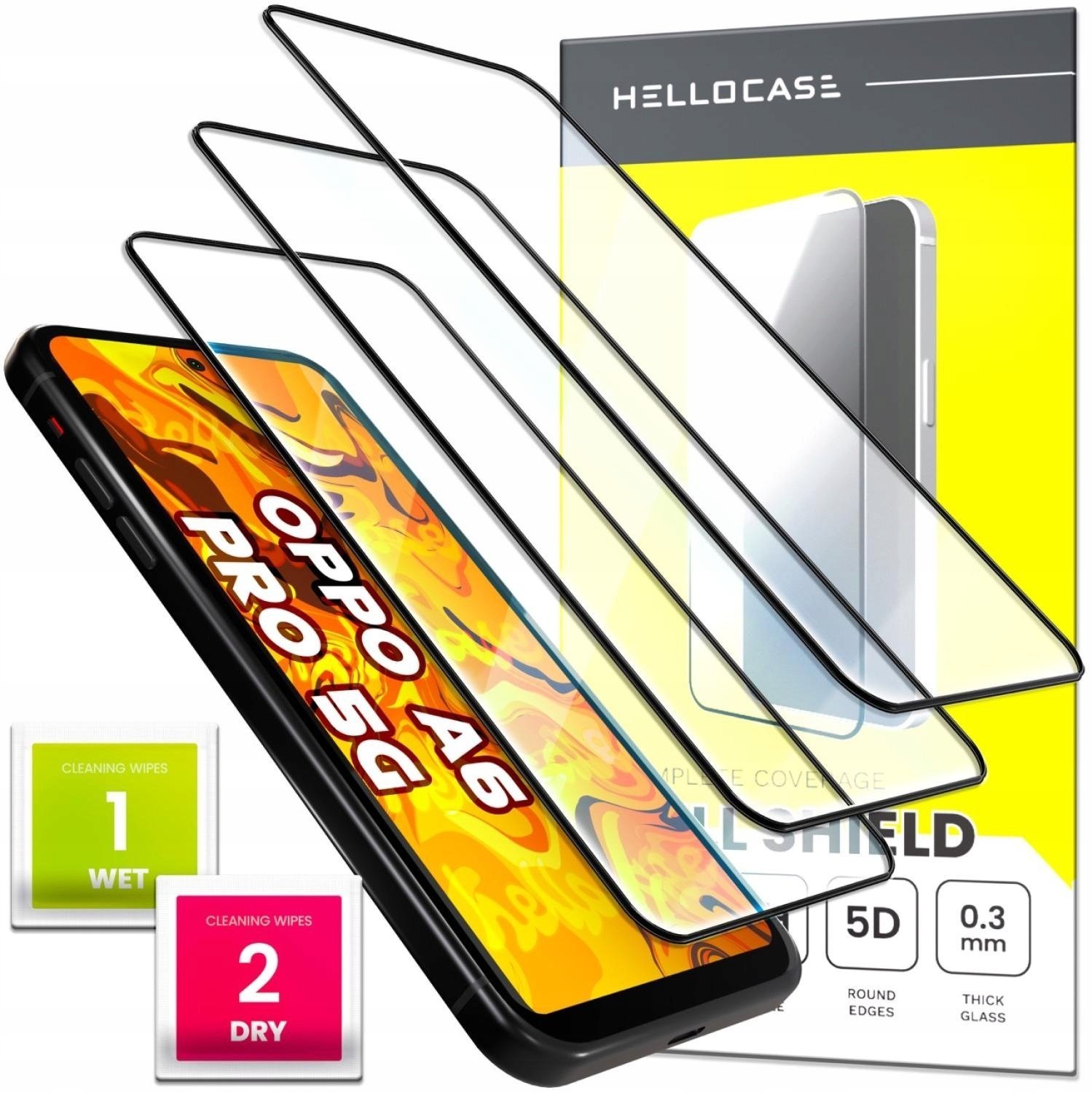3-PAK Szkło Hartowane Do Oppo A6 Pro 5G CPH2781 Pełne, 5D, Szybka, 9H