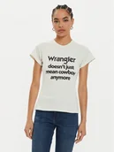Koszulki i topy damskie - Wrangler T-Shirt Shrunken Band 112356451 Biały Slim Fit - miniaturka - grafika 1