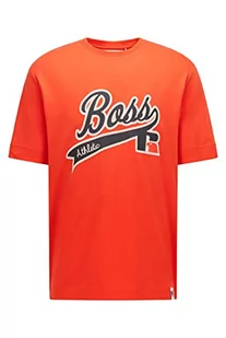 BOSS Męski t-shirt T RA Relaxed-Fit z bawełny Pima z ekskluzywnym logo, Bright Orange821, XS - Koszulki męskie - miniaturka - grafika 1