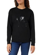 Bluzy damskie - Armani Exchange Damska bluza Sustainable, Studded Logo, Comfy Fit, czarna, Large, czarny, L - miniaturka - grafika 1
