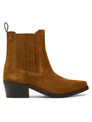 Botki damskie - Tommy Hilfiger Botki Th Suede Cowboy Boot FW0FW08034 Brązowy - miniaturka - grafika 1
