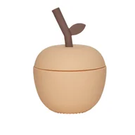 Kubki dla dzieci - KUBEK SILIKONOWY ZE SŁOMKĄ - JABŁKO ŻÓŁTY - miniaturka - grafika 1