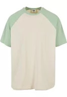 Koszulki męskie - Urban Classics Męski T-shirt z bawełny organicznej, oversized raglan, męska górna część dostępna w 2 kolorach, rozmiary XS - 5XL, biały piasek/zielony vintage, XL - miniaturka - grafika 1