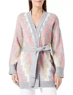 Swetry damskie - aleva Damski otwarty kardigan z dzianiny 15525118-AL04, różowy, wielokolorowy, XL/XXL, Różowy, wielokolorowy., XL-XXL - miniaturka - grafika 1