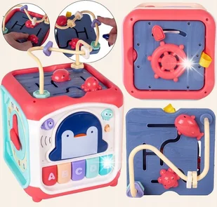 KOSTKA SENSORYCZNA EDUKACYJNA SORTER MONTESSORI PIANINKO PRZEPLATANKA 7W1 - Zabawki interaktywne dla dzieci - miniaturka - grafika 1