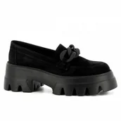 Mokasyny damskie - Czarne zamszowe mokasyny CARINII roz37 - Carinii - miniaturka - grafika 1