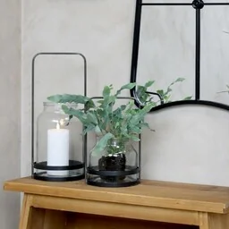 Szklany Lampion z Metalową Rączką Chic Antique - Świeczniki - miniaturka - grafika 1