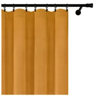 Zasłony - Voppi Zasłona welurowa z taśmą marszczącą na żabki agrafki tunel 140 x 260 cm elegancka żółta zasłona do domu - miniaturka - grafika 1
