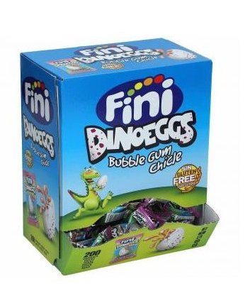 Fini Dinoeggs, guma balonowa z sokiem owocowym, 200 sztuk