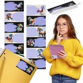 Szkolne artykuły papiernicze - Konie Naklejki NA ZESZYT, Szkolne naklejki imienne na podręczniki, SAMOPRZYLEPNE nalepki ZESTAW 12 NAKLEJEK x2 - miniaturka - grafika 1