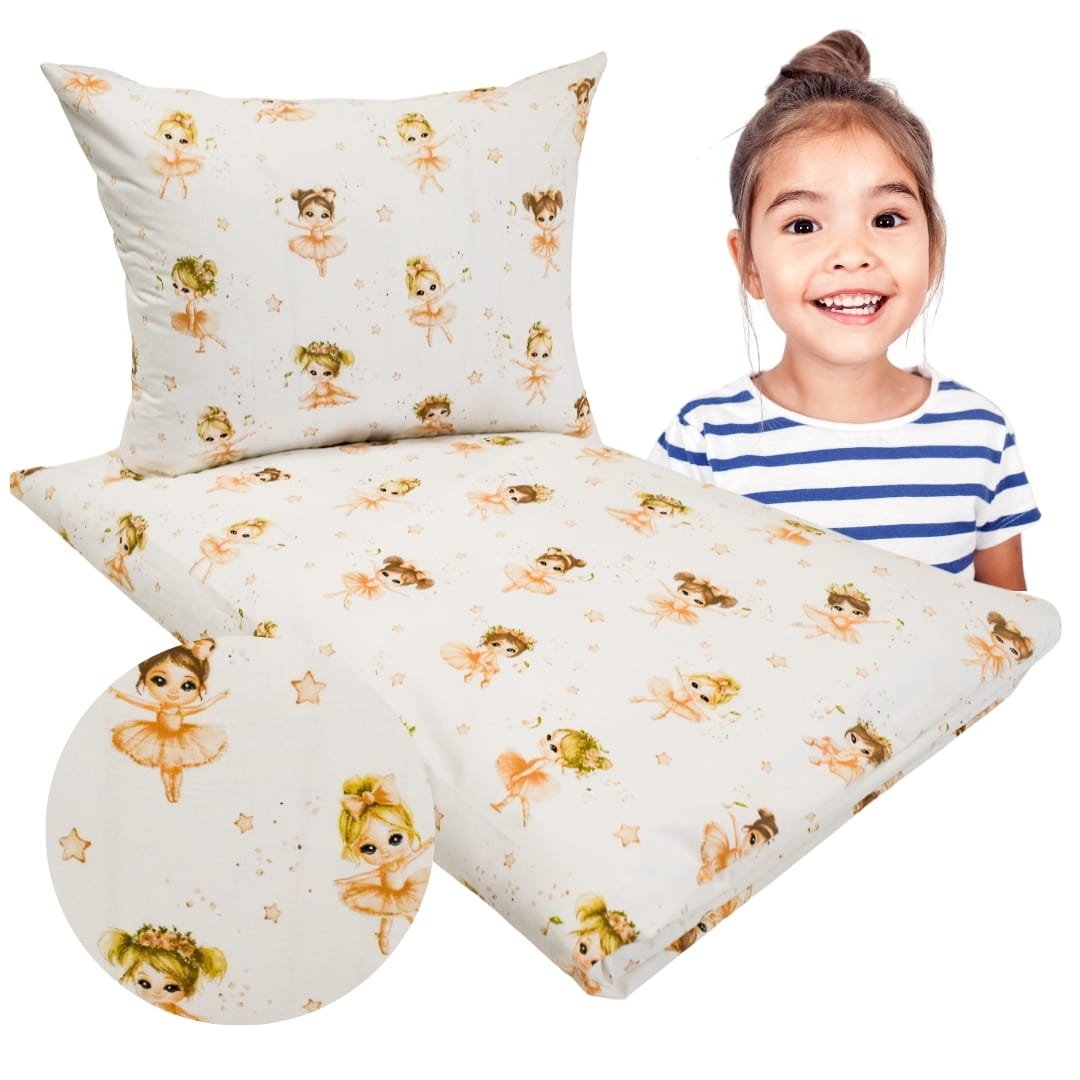 Komplet Pościeli Dziecięcej 100x135 + 50x60 Baletnice Beż 100% Bawełna Polski Producent