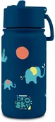 Butelki dla niemowląt - Brosky Kids Ciemnoniebieska butelka na wodę dla dzieci w słoniki 450ml - miniaturka - grafika 1