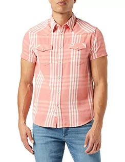 Koszule męskie - Wrangler Męska koszula Ss Western Shirt koszula rekreacyjna, Lantana Coral, S - grafika 1