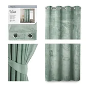 Zasłony - Zielona zasłona z aksamitną powierzchnią AmeliaHome Velvet, 140x245 cm - miniaturka - grafika 1