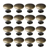 Zawiasy, okucia i inne akcesoria - 16 uchwytów do szafek kuchennych, uchwytów do komód, okrągłych uchwytów do szuflad (ze śrubami), brąz, średnica 3 cm - miniaturka - grafika 1