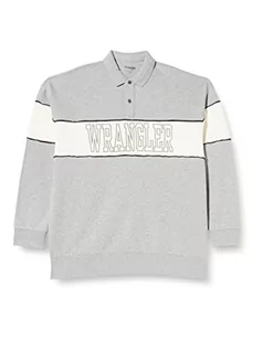 Wrangler Męska bluza polo Collar Sweat Sweat Sweat, MID Grey Melee, L - Bluzy męskie - miniaturka - grafika 1