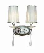 Lampy ścienne - FABIONE W2 elegancki kinkiet chrom srebrny abażur zawieszka kryształowa 2xE14 - miniaturka - grafika 1