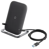 Ładowarki do telefonów - Baseus Rib bezprzewodowa indukcyjna ładowarka Qi 15W z podstawką czarny (WXPG-01) - miniaturka - grafika 1