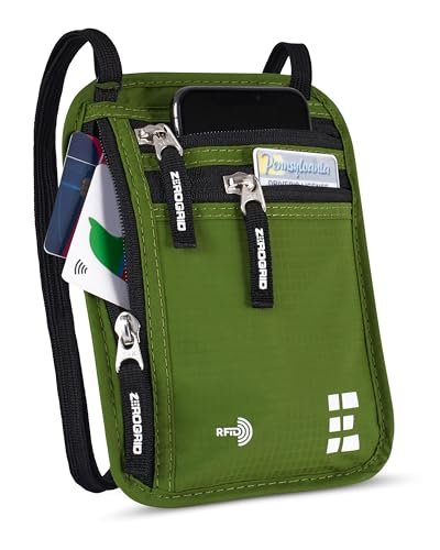 Podróżny portfel na szyję z blokadą RFID, etui podróżne na szyję etui na paszport dla kobiet i mężczyzn zapewnia bezpieczeństwo wartościowych przedmiotów podczas bezpiecznych podróży, lasu, jeden