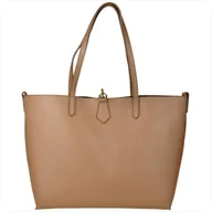 Torebki damskie - Borse in Pelle Torebka shopper skórzana brąz karmel kosmetyczką - miniaturka - grafika 1