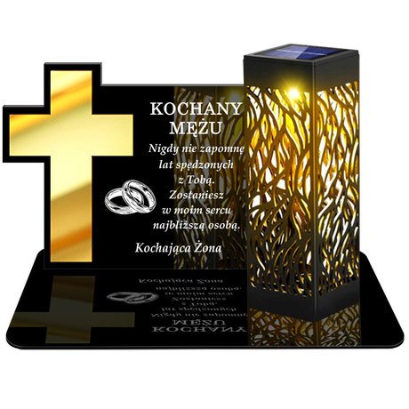 ZNICZ SOLARNY LED WIECZNY PODSTAWKA NA CMENTARZ GRÓB lampka Krzyż 3D DLA MĘŻA
