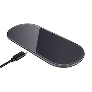 Crong Dual Fast Wireless Charger - Bezprzewodowa ładowarka indukcyjna Qi 2x15W (Shadow Black) - Ładowarki do telefonów - miniaturka - grafika 6