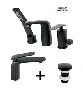 Zestaw Bateria 3 otworowa VERDO + umywalkowa VERDO + korek BLACK - Zestawy baterii łazienkowych - miniaturka - grafika 1