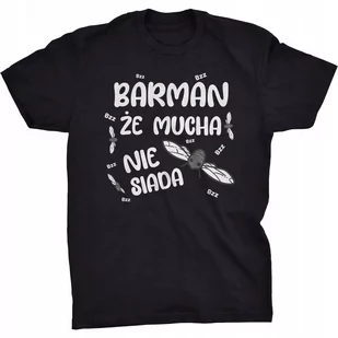 Koszulka Barman Że Mucha Nie Siada Prezent - Koszulki męskie - miniaturka - grafika 1