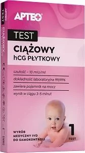 Test diagnostyczny Apteo, Ciążowy hCG płytkowy, 1 sztuka - Testy ciążowe i diagnostyczne - miniaturka - grafika 1