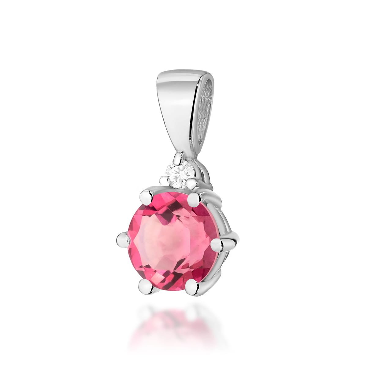 Złota zawieszka / wisiorek Różowy Topaz 0,60ct białe złoto pr. 585