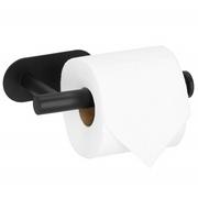 Stojaki i wieszaki na papier toaletowy - Uchwyt na papier toaletowy stalowy wieszak samoprzylepny czarny - miniaturka - grafika 1