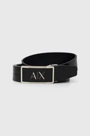 Paski - Armani Exchange pasek skórzany męski kolor czarny - miniaturka - grafika 1
