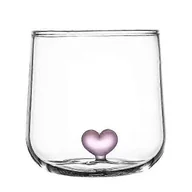 Herbata - Nordic Ins Style Home Decoration Para Love Heart Cup Woda Herbata Mleko Kawa Filiżanka Przezroczysty kreatywny prosty szklany kubek Różowe serce - miniaturka - grafika 1
