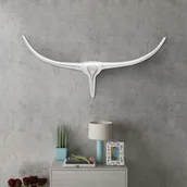 Dekoracje domu - vidaXL Srebrna ozdoba ściany bycze rogi z aluminium 75 cm - miniaturka - grafika 1