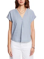 Bluzki damskie - Esprit Collection Lniana bluzka z krótkim rękawem, Light Blue Lavender, XL - miniaturka - grafika 1