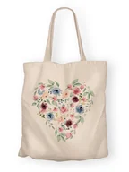 Torby i wózki na zakupy - Torba bawełniana z nadrukiem kwiatów róży w sercu - miniaturka - grafika 1