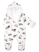 Pajacyki dla niemowląt - Niemowlęcy pajac dresowy w auta z ciepłą luną biały Nicol,r.56 - miniaturka - grafika 1