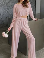 Komplety damskie - Komplet damski w styl oversize - Różowy L - miniaturka - grafika 1