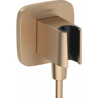 Akcesoria do armatury i ceramiki - HANSGROHE 26887140 FixFit Q przyłącze węża z uchwytem prysznicowym, brąz szczotkowany - miniaturka - grafika 1