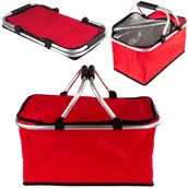 Kosze wiklinowe - DUŻY KOSZ PIKNIKOWY TERMICZNY SKŁADANY CZERWONY - miniaturka - grafika 1